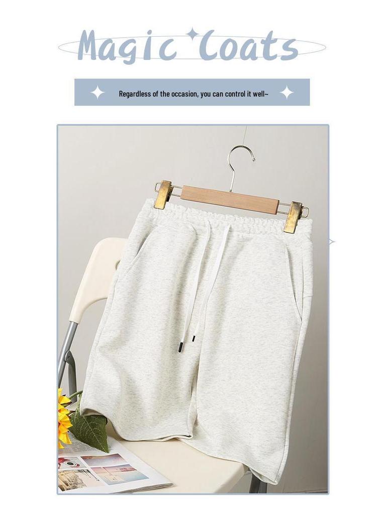 Damen Sommer Casual Einfarbig Weitbein Baumwollshorts