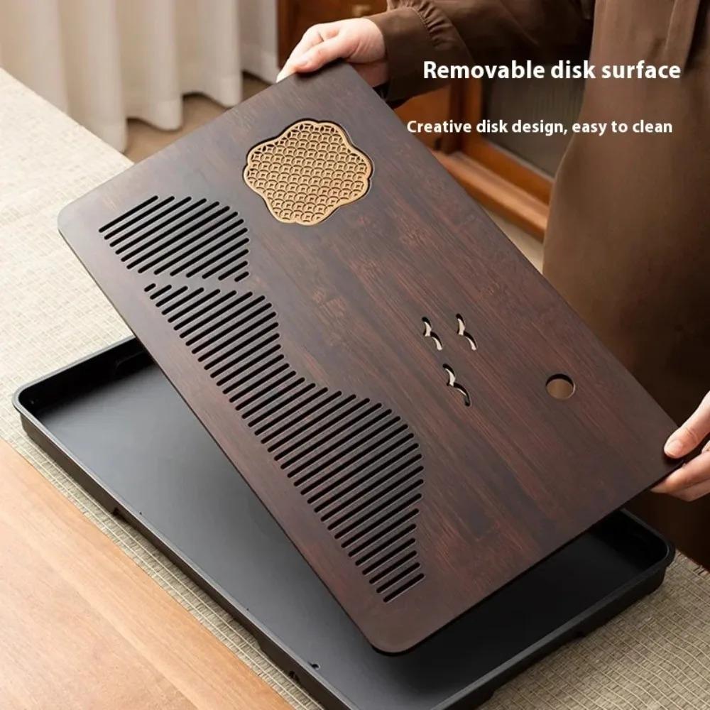 Rectangular Tea Serving Plate Japanese Style Water Storage Tea Tray Bamboo Drain Tea Tray  Office