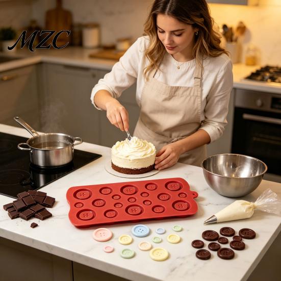 Chocolate Candy Making Tool Button Silicone Mold, Food Grade Non Stick Casting Easy Release Mold Tray, Flexible for DIY Baking And Crafting
