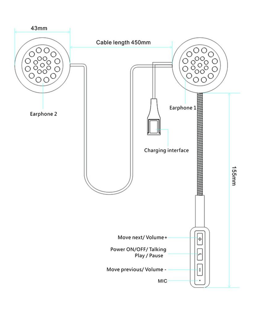Motorcycle Helmet Headset, Earphones, Motorcycle, Incom, Motorbike, Speaker, Bluetooth 5.0, Clear Sound Quality, Easy