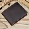 Men'S Leather Short Wallet Crazy Horse Leather Multi-Card 20% Fold Wallet First Layer Cowhide Wallet