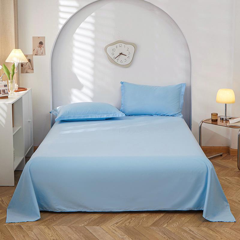 Minimalist Pure Cotton Double Bed Sheet with Pillowcase 200x230cm – Solid Color Design