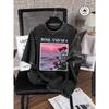 Beautiful Rose And Sea Print Washed T-Shirt Women Summer Crewneck T Shirt Y2K Loose Short Sleeve Cotton Streetwear