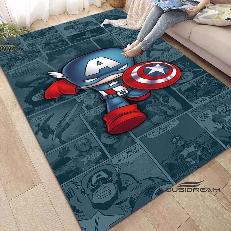 Captain America Cartoon-Themed Rug — Living Room Home Décor, Bedroom, Sofa & Doormat Accent, Children's Rug, Non-Slip Mat