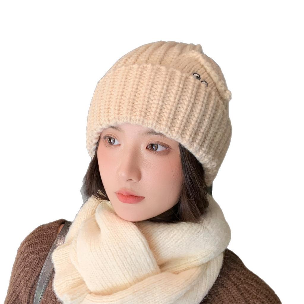 New Style Woolen Hat for Women In Autumn and Winter Warm Ear Protection Hat  Fashionable and Versatile  Face Showing Small Knitted Hat  Cold Eye Hat
