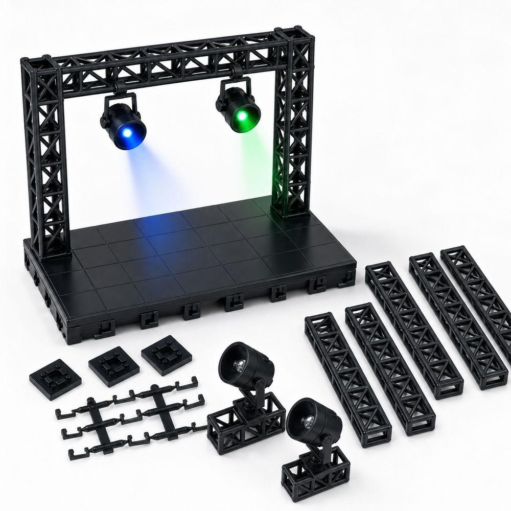 Black Framework Building Block Stage Colorful Spotlight Mini Stage Truss Miniature Stage Display