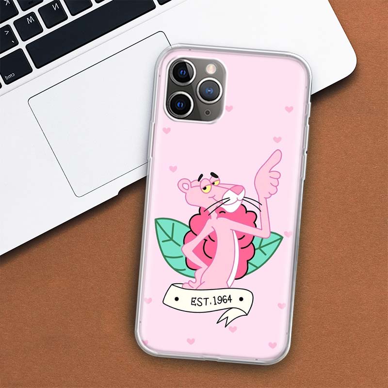 Różowa Pantera Kreskówka Etui na Telefon Dla Apple iPhone 11 12 13 14 Pro 7 XR X XS Max 6 6S 8 Plus + Mini 5 SE Nadruk Miękkie Etui Coque