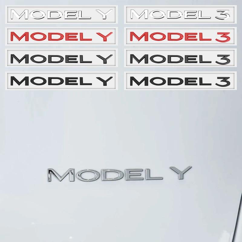 3D Chrome ABS Letters Emblem for Tesla Model Y 3 Car Styling Trunk Badge Sticker Accessories