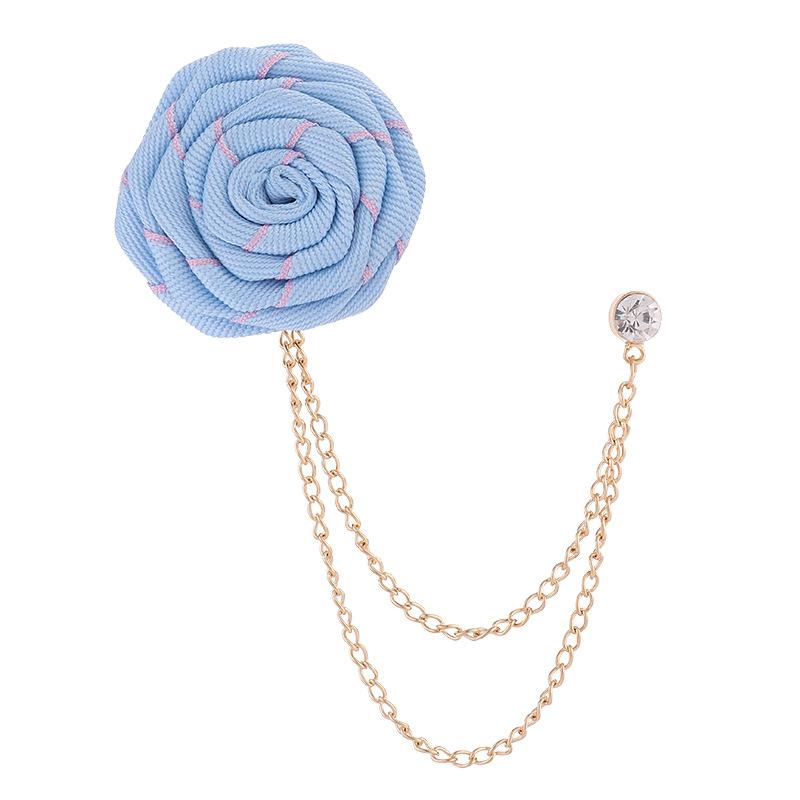 Stoff Tuch Rose Blume Broschen Kristall Quaste Kette Reversnadeln Herren Anzug Hemd Abzeichen Hochzeit Mode Schmuck Geschenke