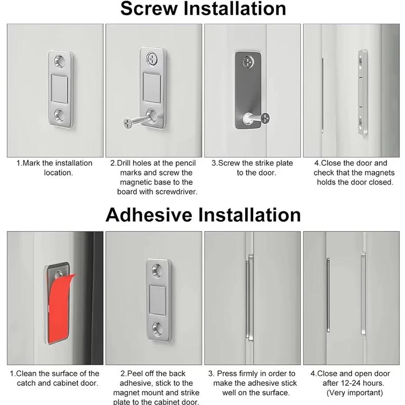 Magnetic Cabinet Catches Ultra Thin Door Strong Magnets Stopper Invisible Adhesive Drawer Magnet Lock for Kitchen Closet Closer