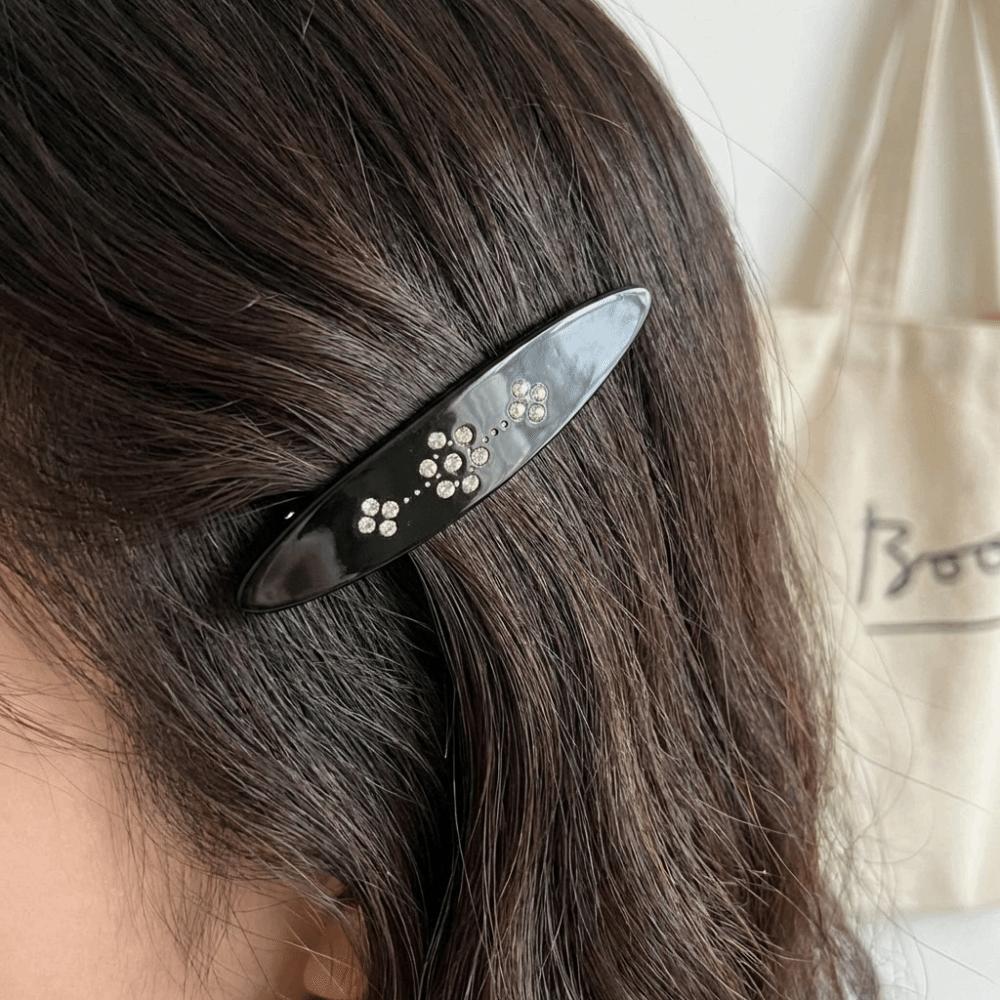 Vintage Acetate Hair Clip Retro Rhinestone Side Bangs Clip Y2K Spring Clip  Gift Presentation