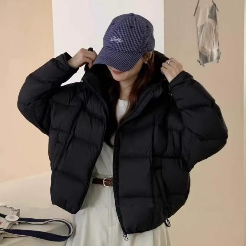 Chaqueta Corta Acolchada para Mujer con Capucha 90% Plumón de Pato Blanco Abrigo de Invierno Grueso y Cálido Estatura Pequeña Corte Holgado Estilo Casual Urbano