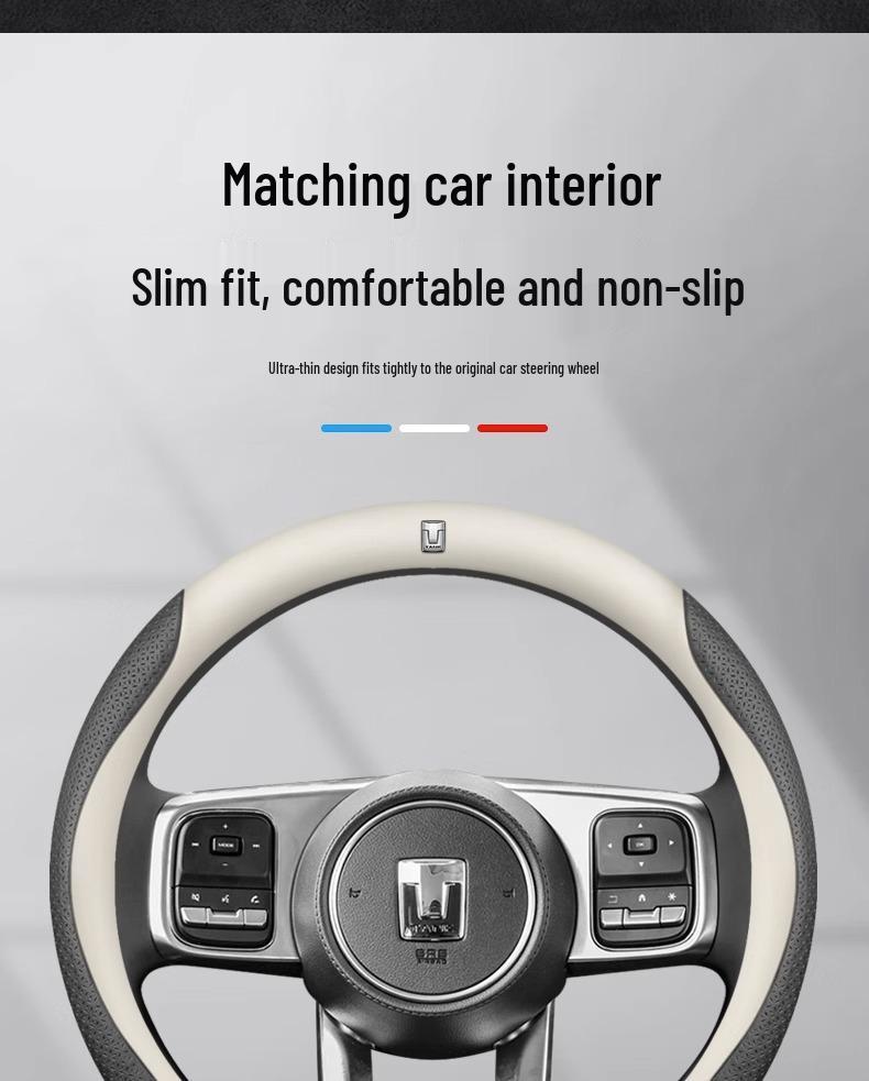 Genuine Leather Steering Wheel Cover for Tank 300 - Ultra-Thin, Universal, All-Season Fit, Cyber Design