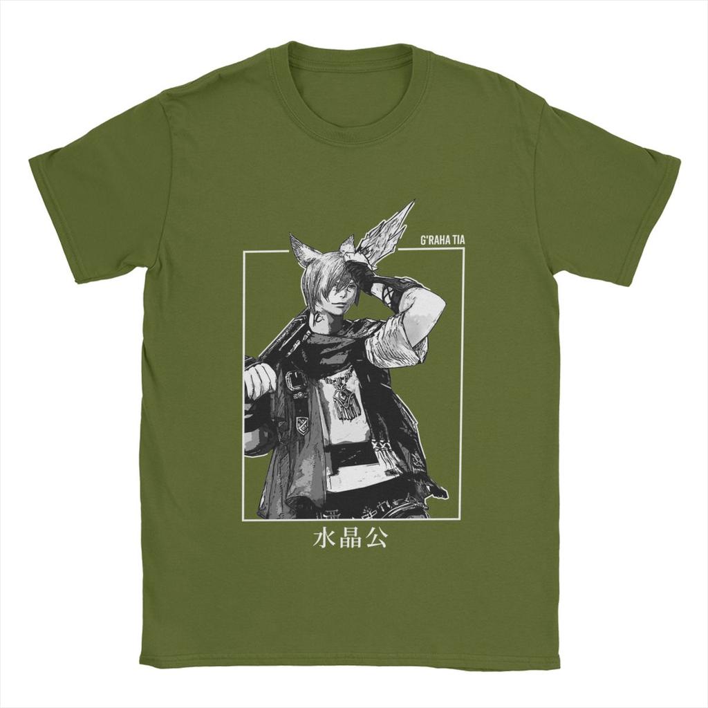 Fantastische Final Fantasy FFXIV G'raha Tia Endwalker T-Shirts für Herren Reines Baumwoll-T-Shirt Kurzarm-T-Shirt Bedruckte Kleidung