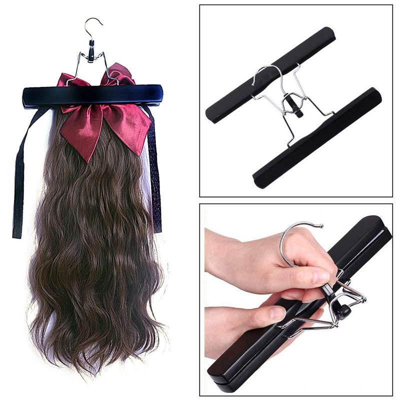 Adjustable Wooden Hanger for Wigs & Hanfu Dresses, Skirt Pants Hanger JK Uniform & Pleated Skirts, Multi-Punctional Foldable Storage Organizer