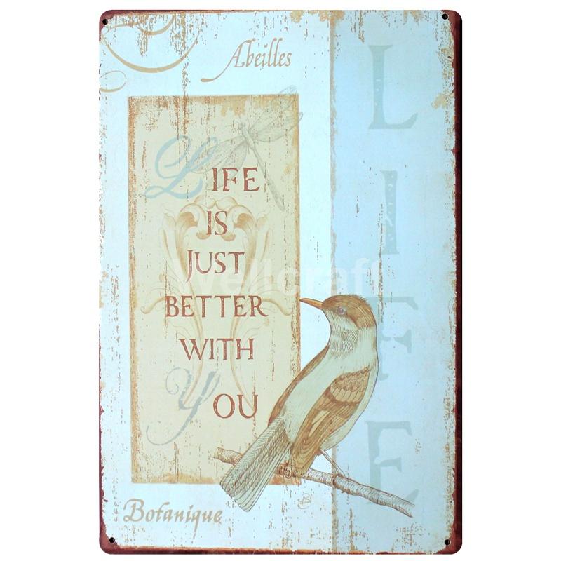 [ WellCraft ] Flower Pot Birds Plant Garden Metal Sign Wall Posters art Vintage Painting Personality Custom zoo Decor LT-1761