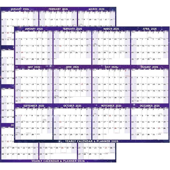2026 Dry Erase Calendar – Large Yearly Wall calendar 2026, 38.2'' x 25.2'', 2-Side Reversible Calendar 2026, Vertical/Horizontal, Jan 2026 – Dec
