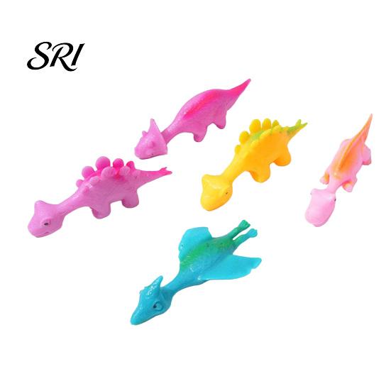 Dinosaur Toy Kit 5Pcs Sling Shot Finger Sticky Dino Launching Anxiety Relief Stress Stretchy Flying Tricky Props Party Favors