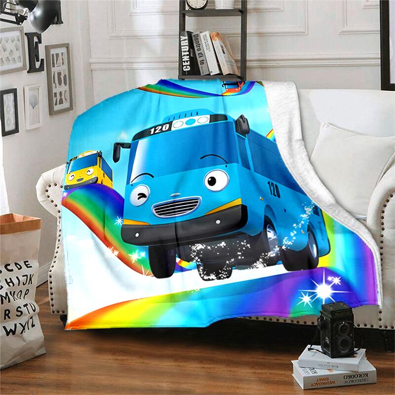 1 pezzo Coperta Tayo il Piccolo Autobus Design Stampato, Coperta Leggera per Divano, Letto - Morbida e Calda, Regalo per Tutte le Stagioni come Natale, Halloween
