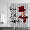 Farmhouse Christmas Shower Curtain Red Retro Truck Farm Barn Pine Tree Forest Snowflake Vintage Rustic Winter Holiday Fabric