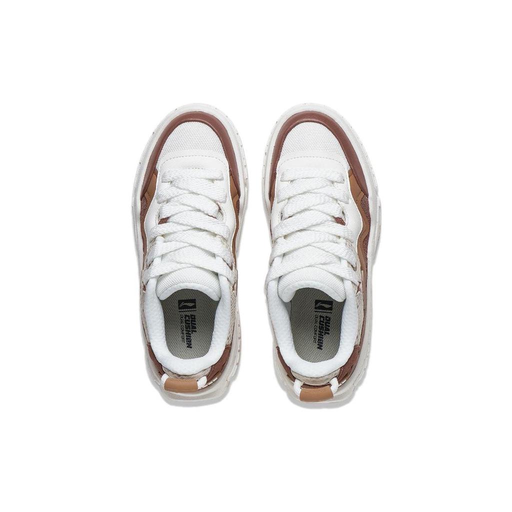 Li Ning 001 UNBLOCK Low top Skateboard Shoes Women's White Brown AGCT218-4
