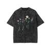 Watercolor Wildflower Butterfly Vintage Washed T-Shirt Oversized Y2K Crew Neck Short Sleeve Cottagecore Floral Print Tee