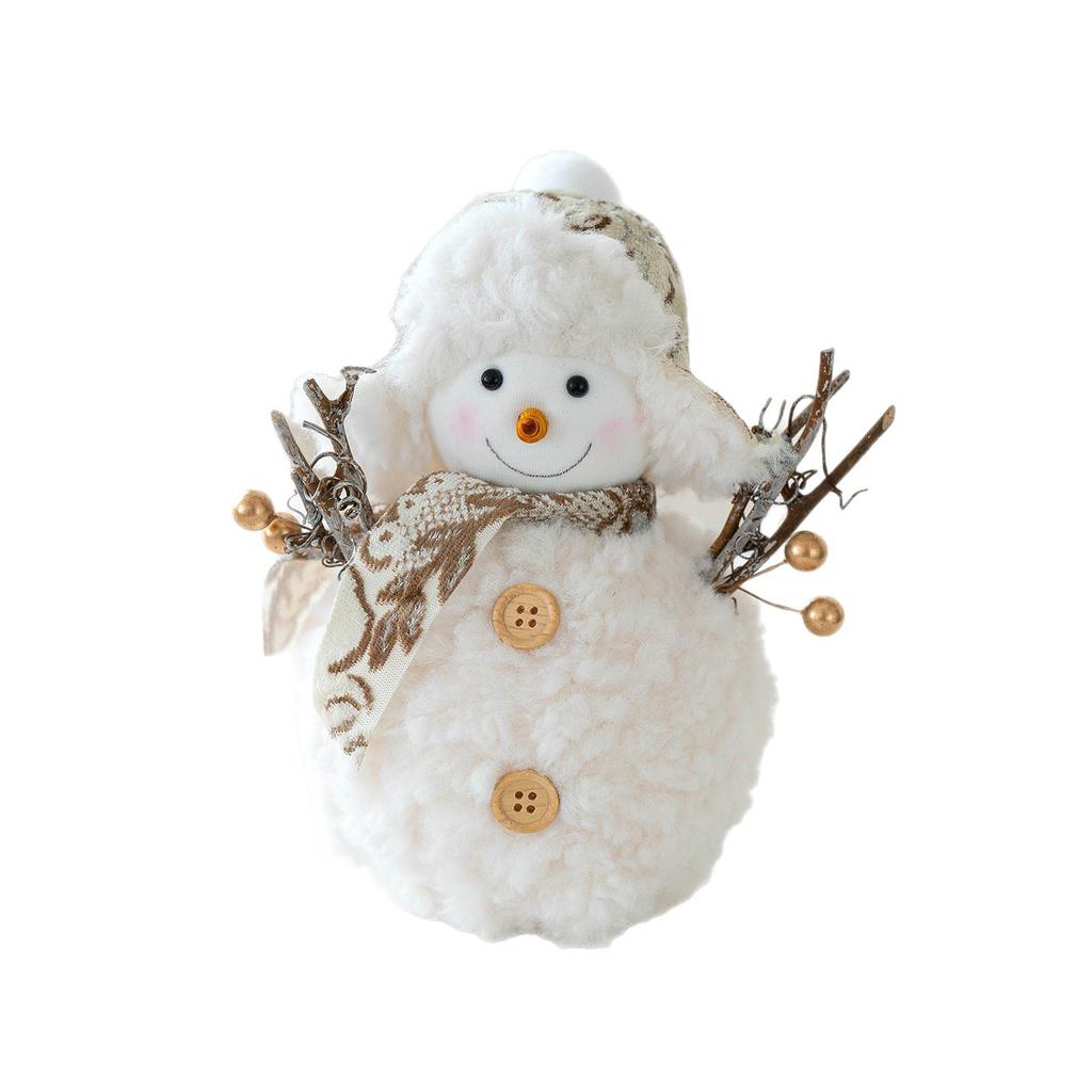 1pc Golden Plush Knitted Christmas Snowman Ornament Decoration Christmas Desktop Ambience Ornament Gift for Family and Friends