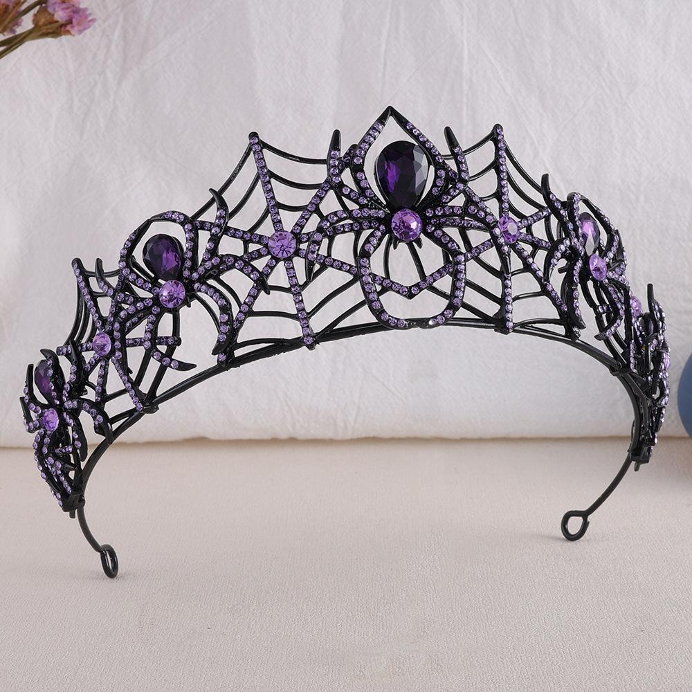 DIEZI Halloween Vintage Crystal Spider Tiara Crown Headwear For Women Girls Wedding Party Princess Bridal Queen Hair Accessories