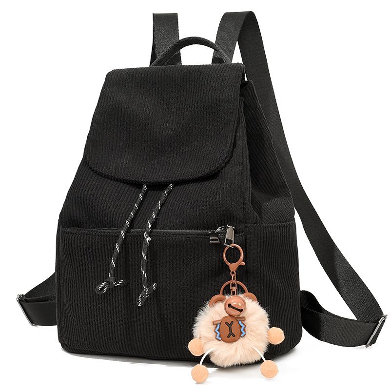 Corduroy Backpack Women s Commuter Backpack Large Capacity Student Schoolbag