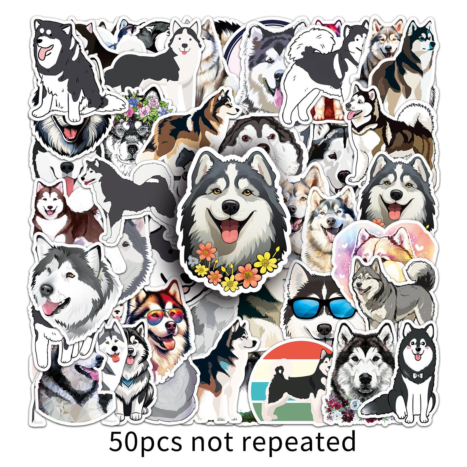 50PCS Cute Animal Cartoon Stickers - Alaska Graffiti Dogs for Phone Decoration