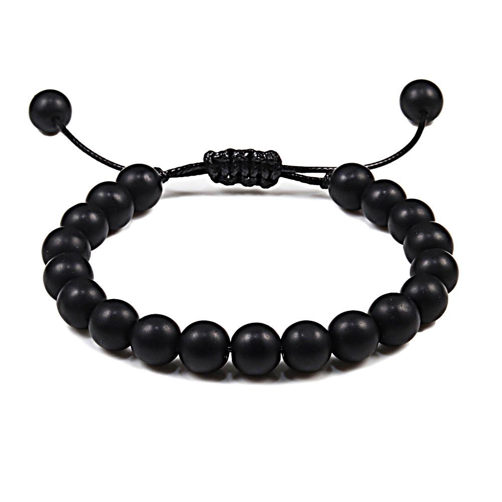 Unisex Black Beaded Bracelet - 8mm Lava Stone Blue Chain, Personalized Couple s Hand Rope, Trendy Design In Stock