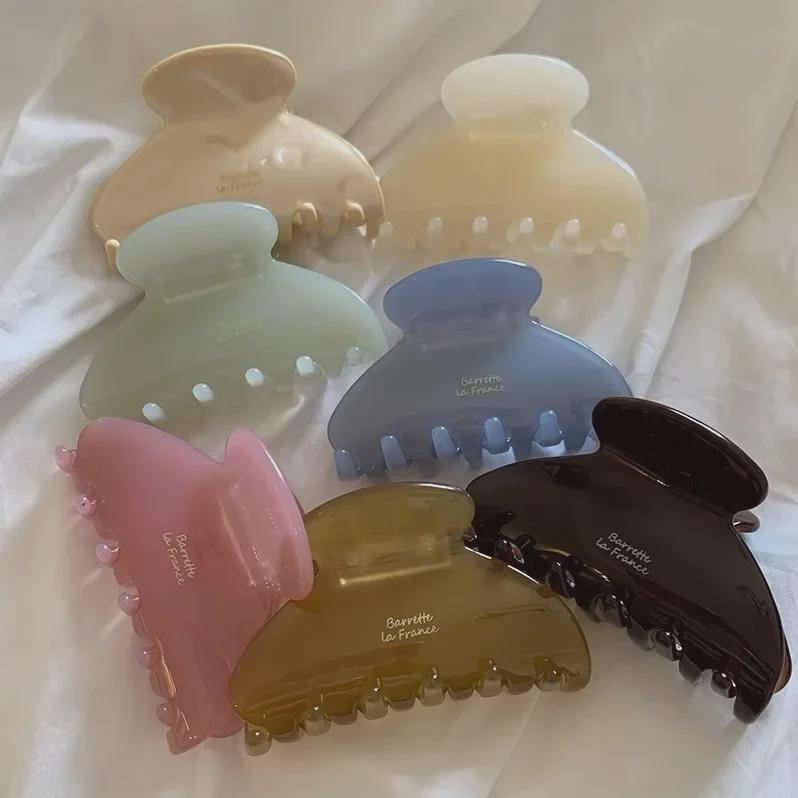 Pince à cheveux moyenne couleur unie French Gold Label Jelly - Pince requin demi-griffe acide acétique