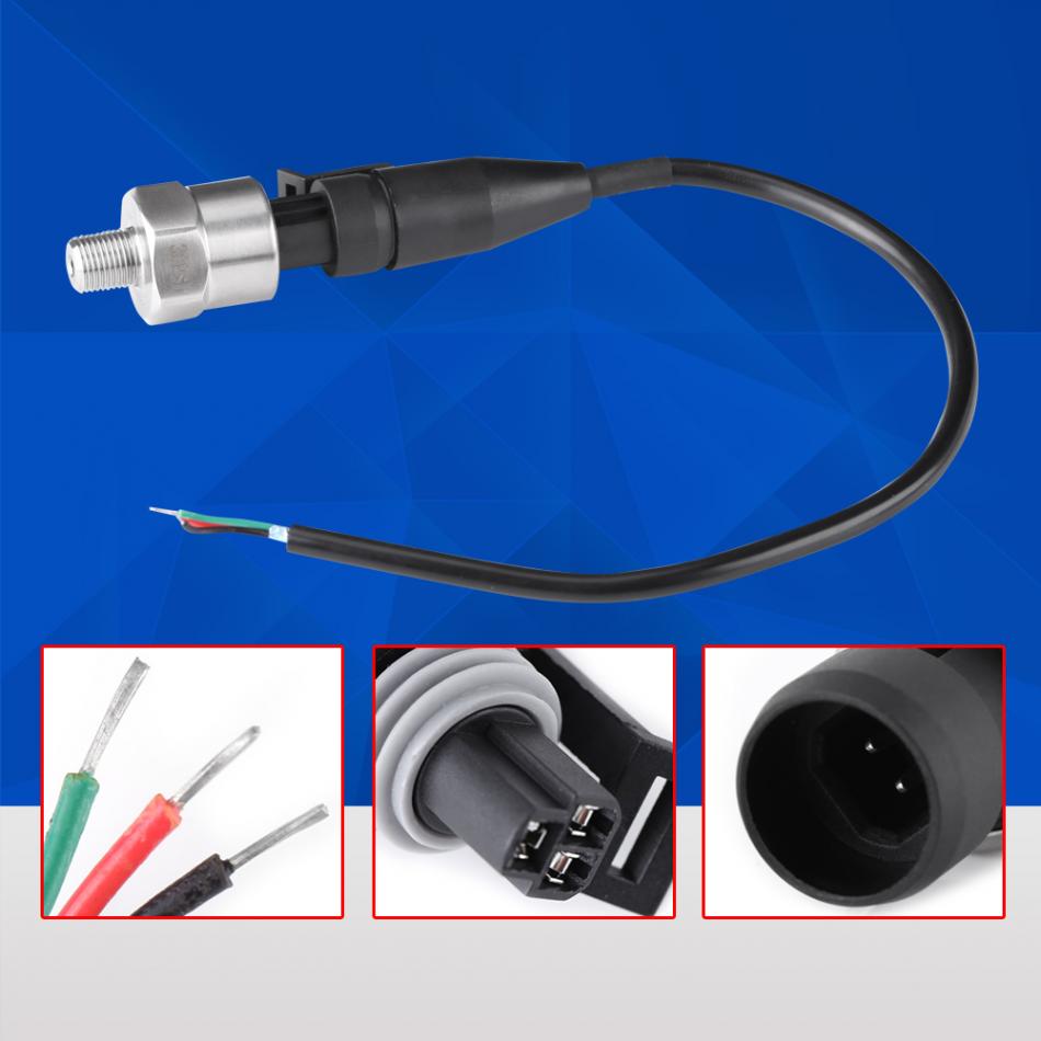 Stainless Steel 1/8" NPT DC 5V Pressure Transducer Sender Sensor For Oil Fuel Water 30/100/150/200/300/500PSI Pressure Senor