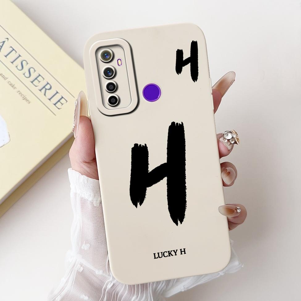 For Realme 5i RMX2030 6i RMX2040 Cover For Realme 6i Case Simple Fashion Letters A-Z Pattern Design Silicone Shockproof Bumper