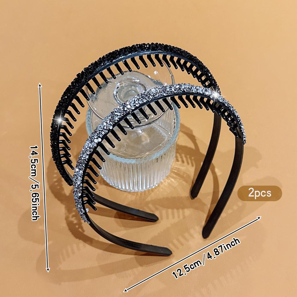 2 Korean Style Rhinestones with Teeth Anti Slip Headband Fashionable Hair Accessories Suitable for Daily Use