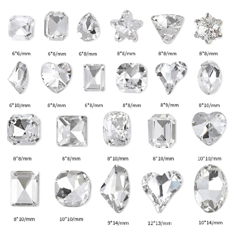 10x Irregular Shape Nail Charms Nail Rhinestones Clear Nail Crystal Gems Charms