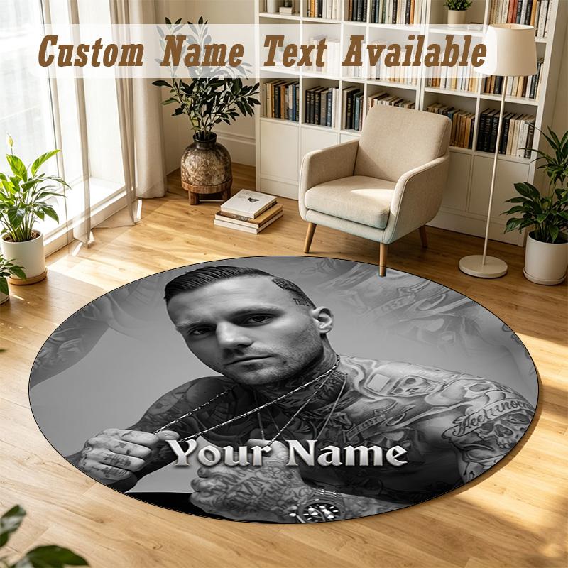 Round Rug Custom NameKontra K Pattern Non Slip Carpet Home Floor Decor