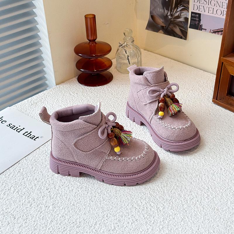 Neuer Eingang Herbst Winter Vintage Kinderschuhe Süße Lässige Stiefel für Mädchen Weichsohlige Lässige Kinderschuhe