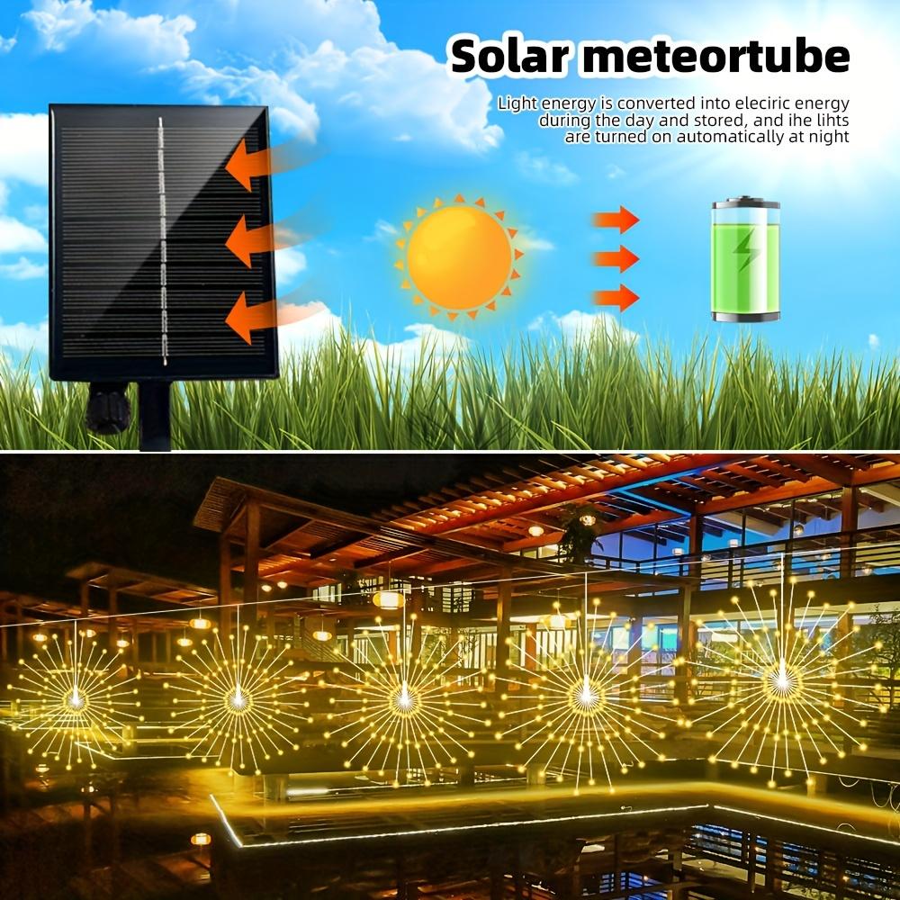 1 Set 5 In 1 Hanging Solar Fireworks Lights 450 LEDS Star Burst Light Outdoor Waterproof 8-Mode with Remote Control