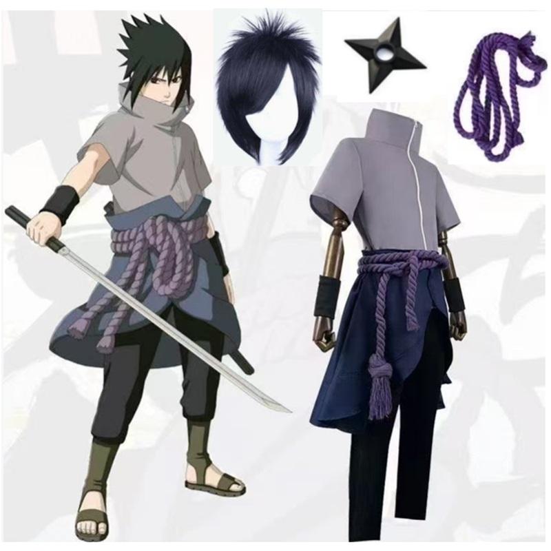 Anime Uchiha Sasuke Cosplay Costume Haut Pantalon Ceinture Cos Convention Cadeau Adulte Version Unisexe