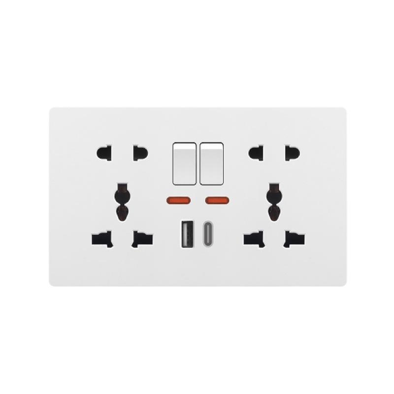 British 13A Multi-Hole Switch & Socket Panel with Type-C Fast Charge for Hong Kong & Macao