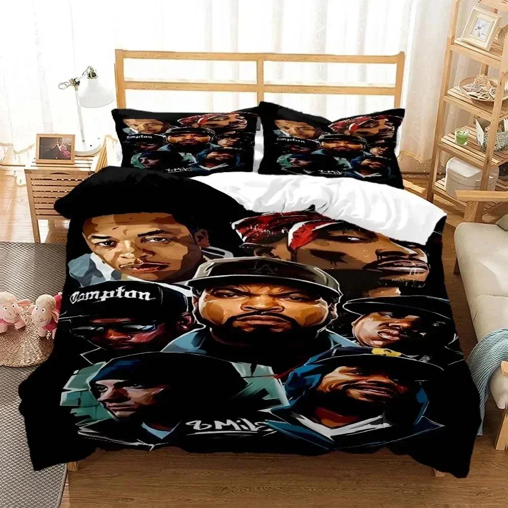 

Hip Hop Rapper Bedding Set Duvet Cover Sheet Printed Bed Set Pillowcase Bed Full Queen King Size Comforter Bedroom 135x200cm