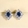 Vintage Blue Stud Earrings for Women Chic Design Noble Lady's Ear Accessories Retro Party Nice Anniversary Gift Jewelry