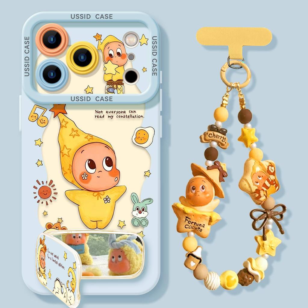 Silicone 360 ° rotating bracket mobile phone case is suitable for Apple 17pm doll 16pro advanced sense iphone15 set