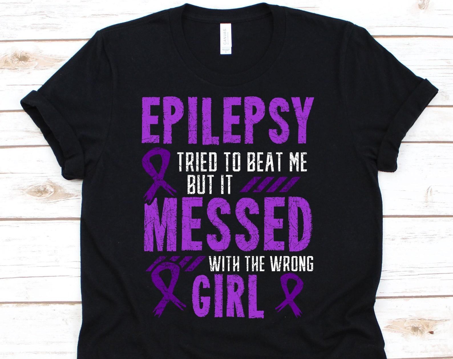 Epilepsy Messed With The Wrong Girl Shirt, Epilepsy Awareness Month, Epilepsy Support, Epilepsy Warrior, Purple Ribbon Shirt XL