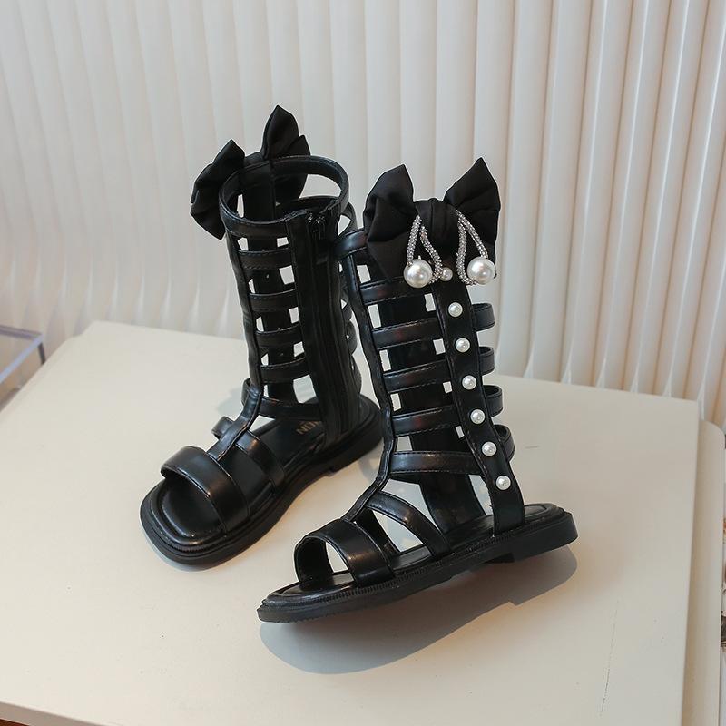 

Сандалии для девочек, высокие римские туфли, летняя детская обувь, модные туфли принцессы для маленьких девочек, детей среднего и большого возраста. 35