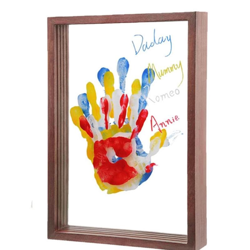 DIY Paar Familie Handabdruck Set Holz Kunstrahmen Acrylplatten Andenken Für Valentinstag Feiertagsgeschenk Und Heimdekorationen
