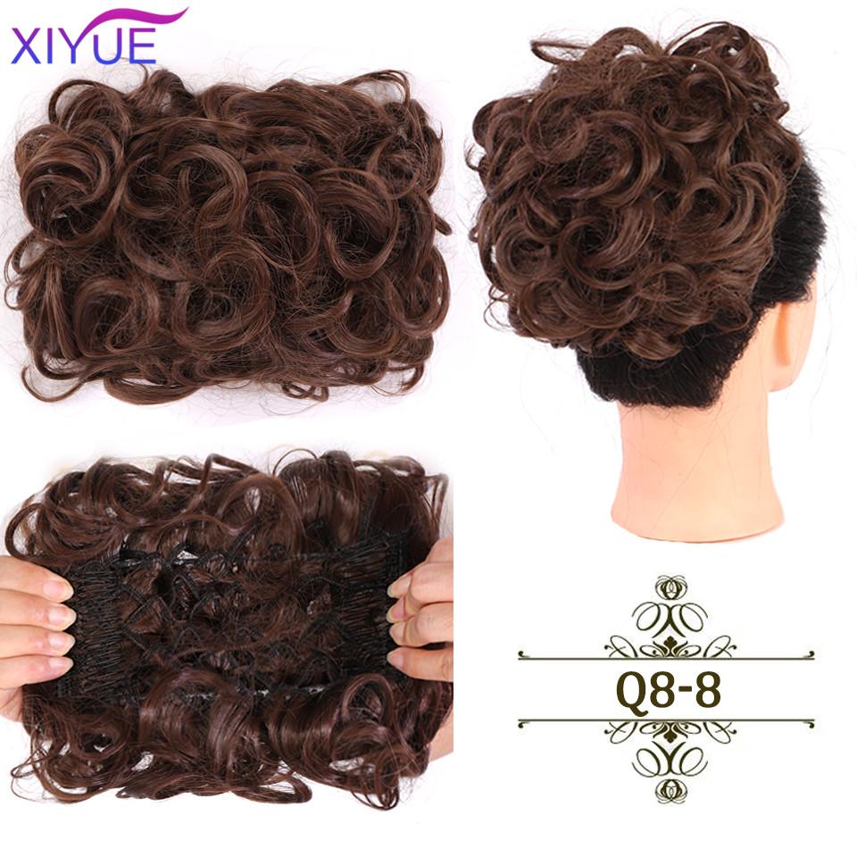 LARGE Comb Clip In Curly Hair Extension Synthetic Hair Pieces Chignon Women Updo Cover Hairpiece Extension Hair Bun