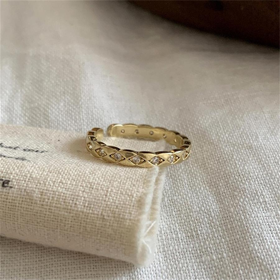 Minimalist Korean version rhombus zircon ring design index finger ring