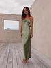 2026 European Style Spring/Summer Women's Solid Color Backless Satin Bandeau Dress